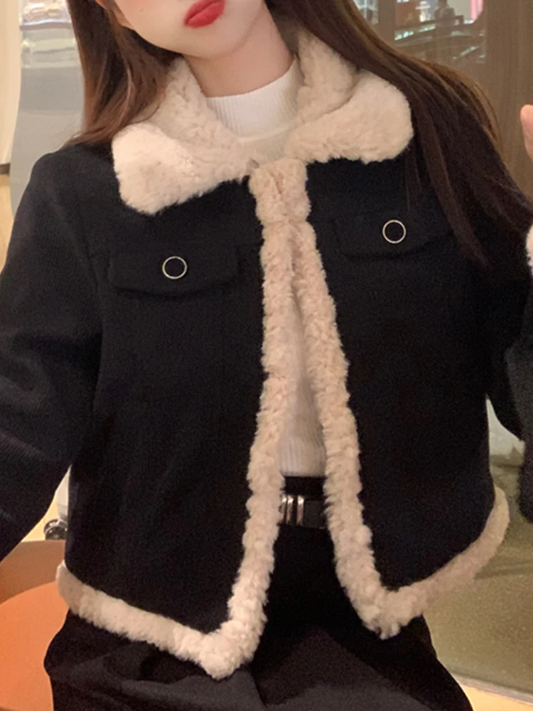 여성용 양털 재킷, 테니드 칼라, 출퇴근용, 겨울 아우터, 따뜻하고 다용도, 캐주얼 스트레이트 핏