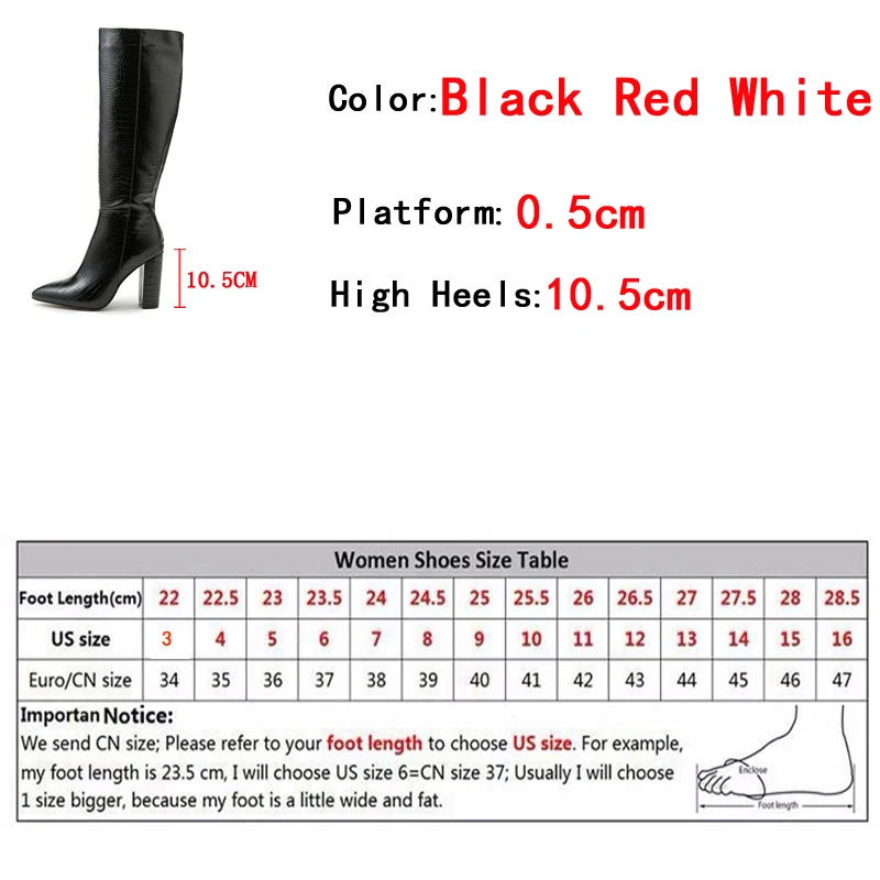 Liyke Fashion White Women Knee High Boots Sexy Snake Print Leather Pointed Toe Square Heels Ladies Long Booties Zip Female Shoes