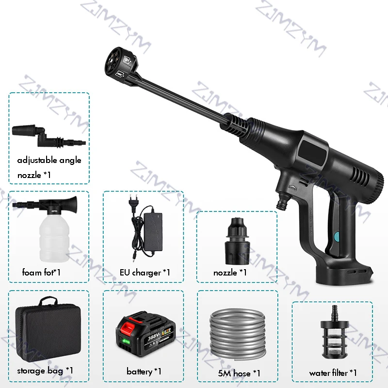 200Bar Brushless High Pressure Car Washer Gun 6 IN 1 Electric Garden Washing Water Spray Gun For Makita 18V Battery Pin