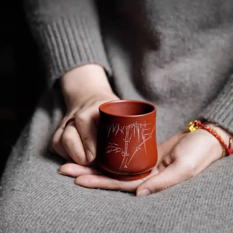 [Changtao]Original Mineral Purple Clay Handmade Tea Tasting Master Cup, Dahongpao Bamboo Shadow 130Cc, Single Price