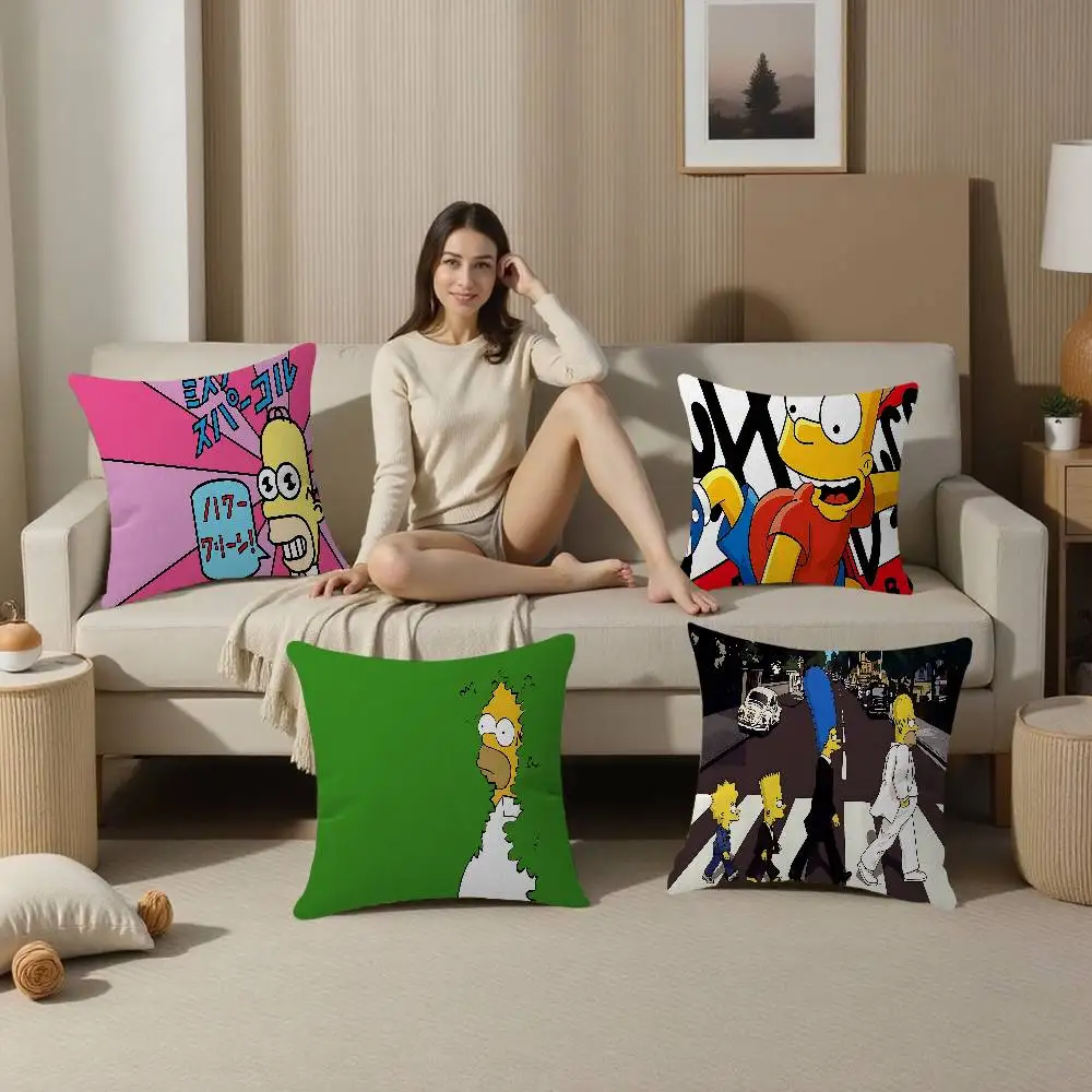Cartoon The S-Simpsons Kissenbezug Kissenbezug Dekor Kissenbezug Bedruckter Kissenbezug für Couch