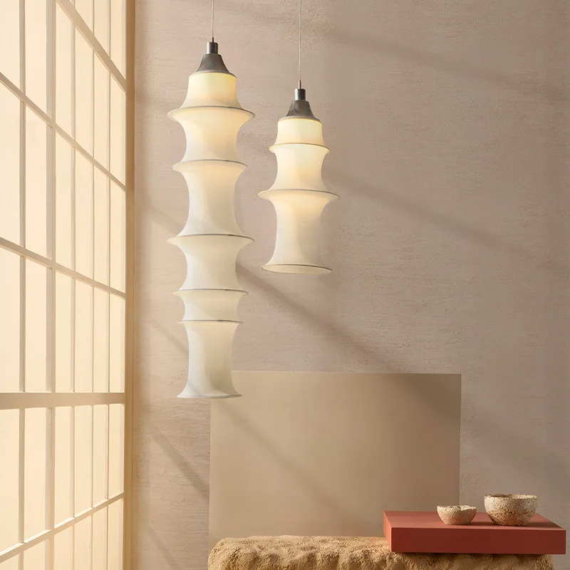 New Chinese Style Dining Room Tea Room deco Fabric art pendant lamp Parlor Foyer Hotel hall Long LED cloth Chandelier lighting