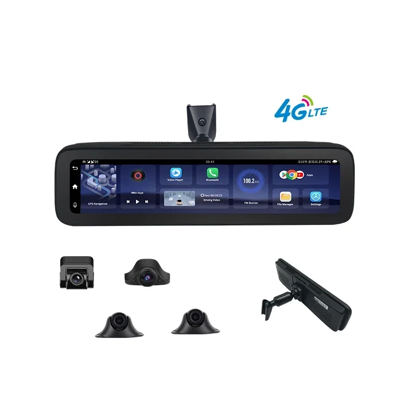 12 inch Touch Screen Android 4CHs Car Camera ADAS WIFI GPS Navigation Rearview Mirror Car Video fleet management monitoring
