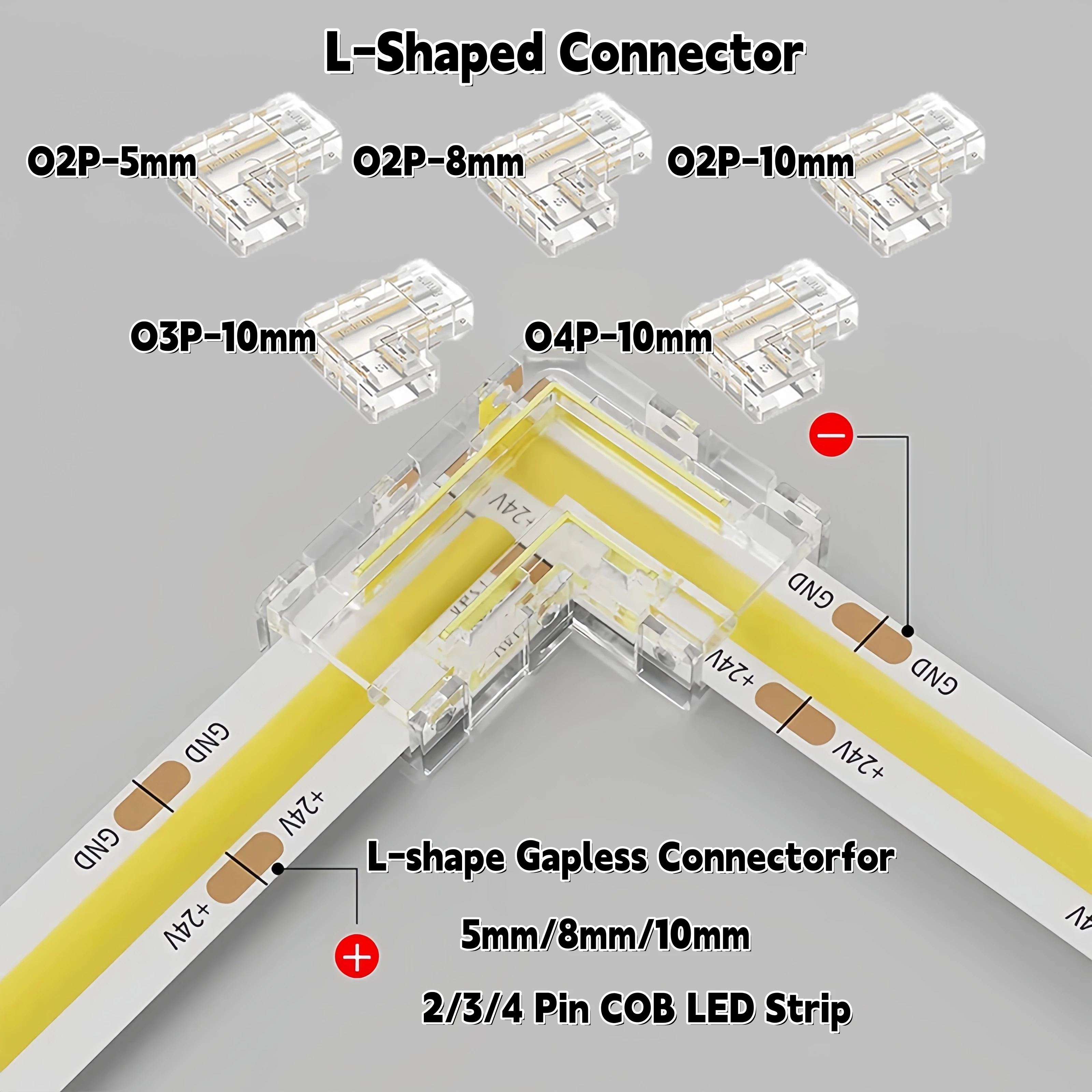 Conectores LED COB 10/20/50 Peças 5/8/10mm Transparentes Sem Solda 2/3/4 Pinos para Conexão de Fita a Fita para Luzes de Fita CCT FCOB RGB