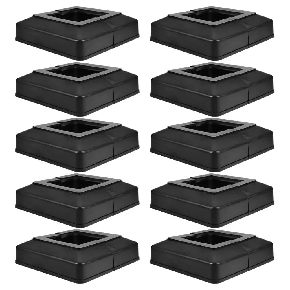 10Pcs Square Post Base Cover Plastic Split Design Waterproof Railing Fence Deck Trim Post Caps Fence Topper Black Base Trim