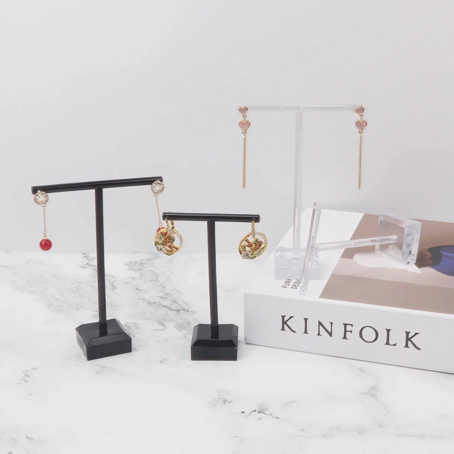 4 pieces, jewelry display stand, T-shaped bracket, display stand, universal professional showcase, earring stand.