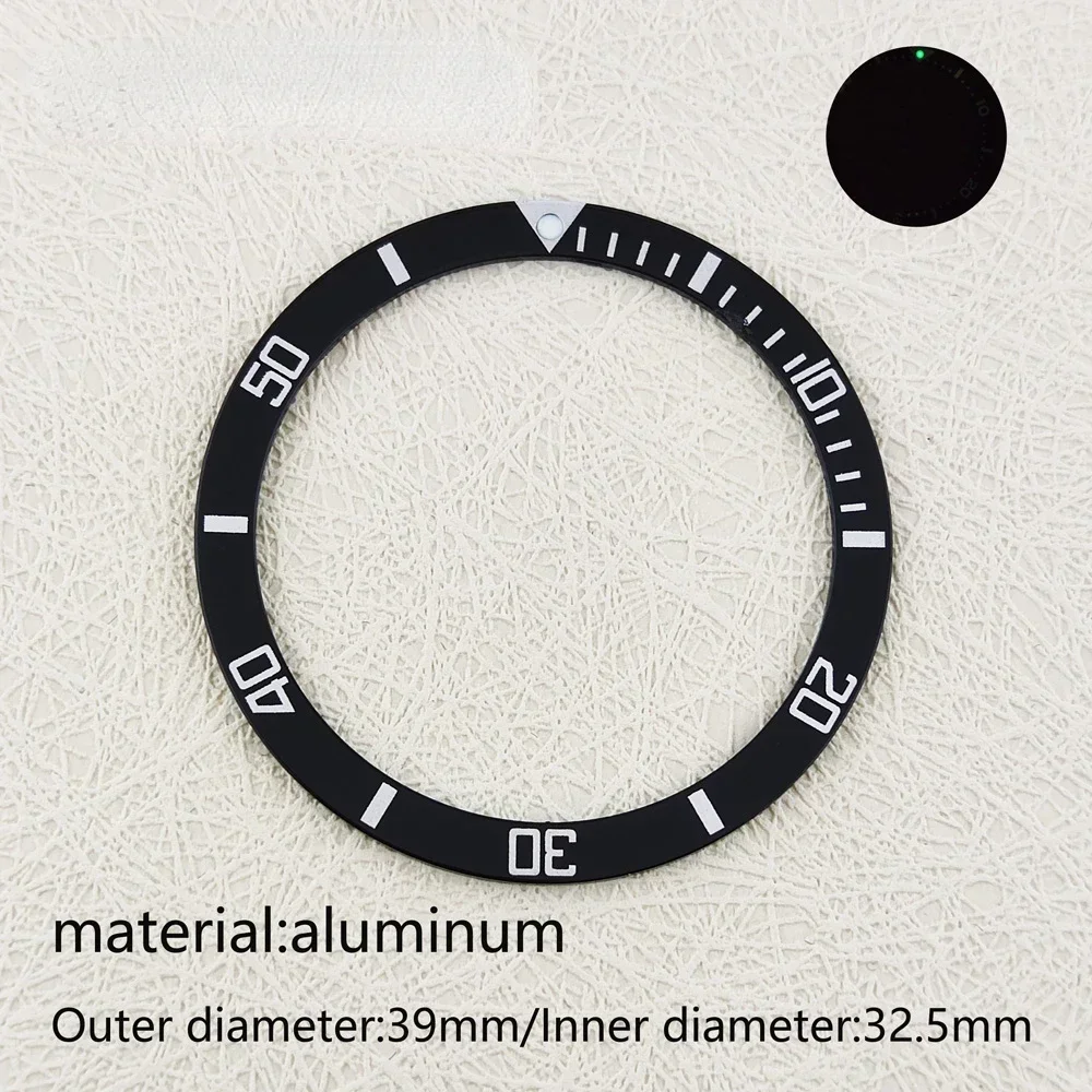 Bisel de reloj de 39mm x 32.5mm, bisel plano de aluminio SKX007 SKX009 SRPD, caja de reloj luminosa, accesorios de reloj de celebridades DIY