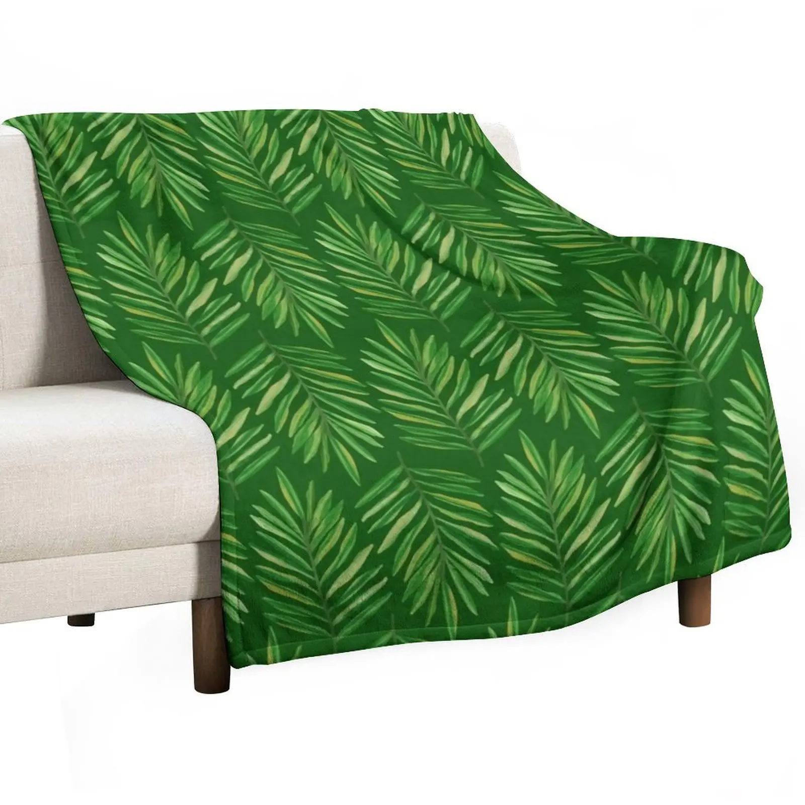 Bali Palm Fronds Botanical Pattern Throw Blanket Furry Comforter Blankets