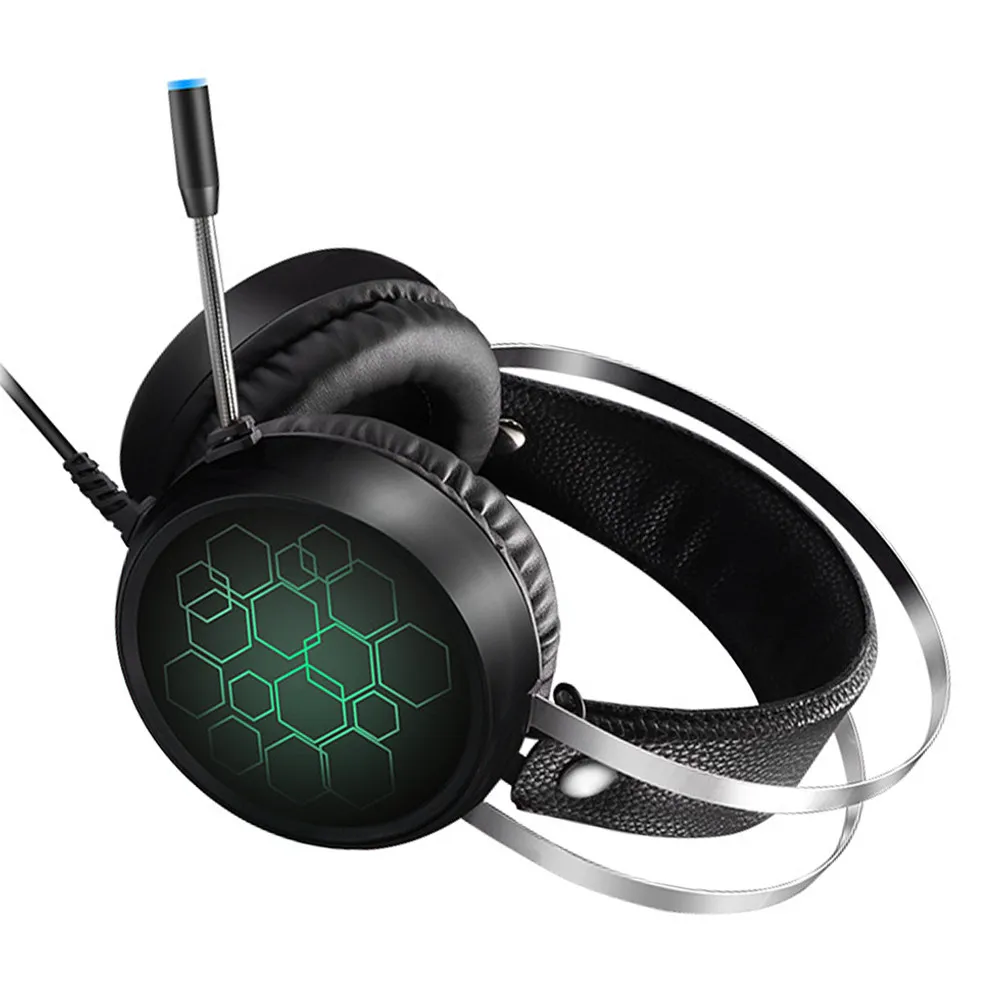 

Игровая гарнитура проводная, накладная, с RGB-подсветкой, длинным микрофоном, шумоподавлением, объемным звуком, удобные игровые наушники