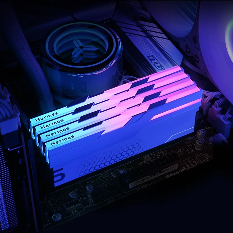 Set de 48G (24G × 2) DDR5 6000 MHz, memoria RAM de escritorio serie Hermes Ice Blade con barra de luz RGB (C28) Shi Yao negra