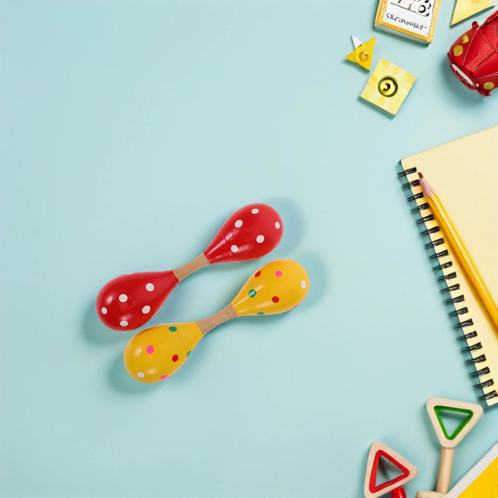 

2pcs Wooden Maracas For Kids, Early Education Music Shaker Toy, Double-Headed Baby Musical Instruments, Handheld Percussion