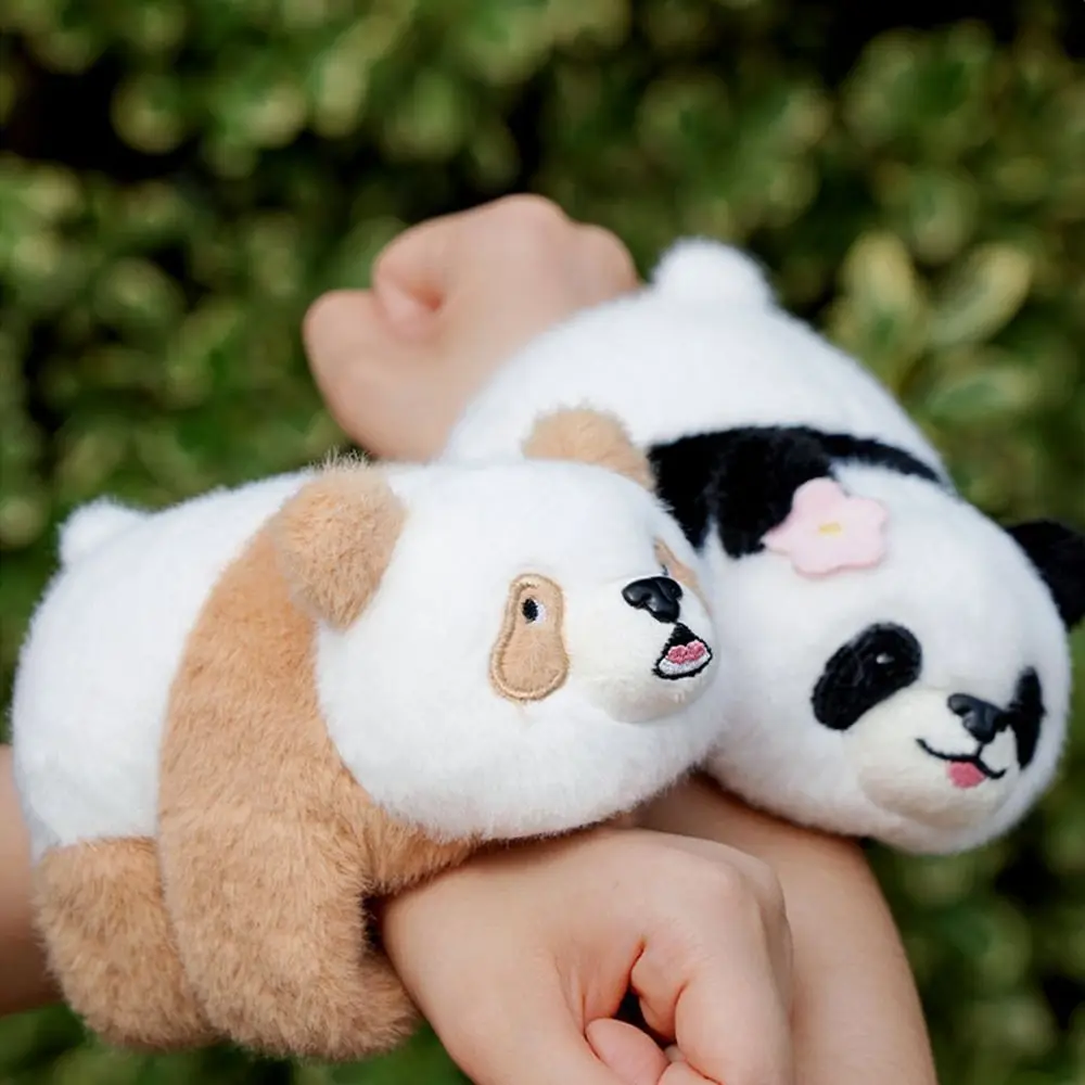 Cute Doll Panda Plush Wrist Band Soft Wrist Style Plush Doll Slap Bracelet Simulation Self-Rolling Slap Bracelet Series