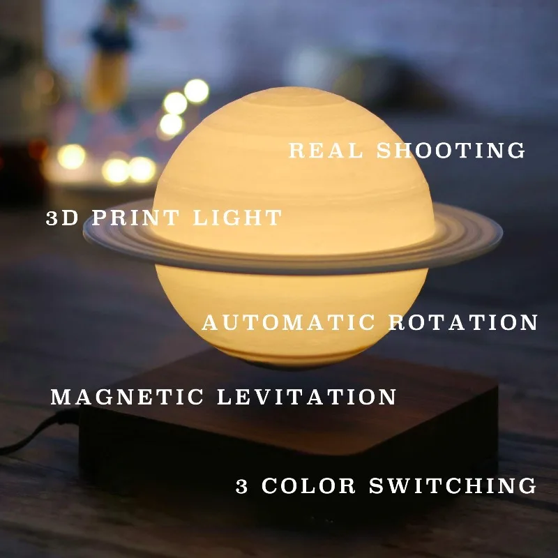 Levitating Moon Lamp Night Light Moon Light Floating Planet Lamp Interior 3D Print LED Bedside Nursing Creative Gift Table Lamp