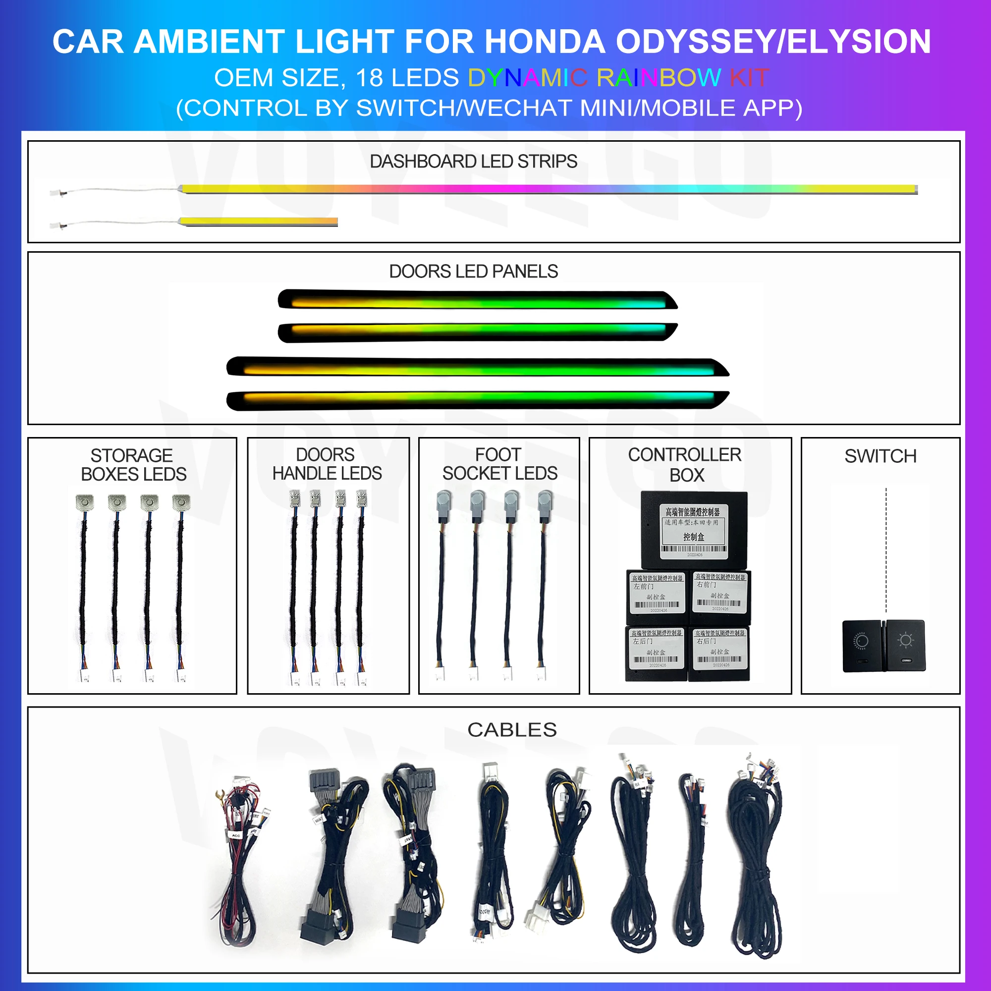 YZG Car LED Strip Lights Interior with APP Remote Control 2 Line Design Ambient LED Strip Kit Music Mode Under Dash Lights