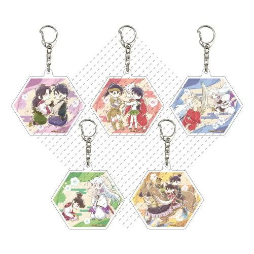 Shippou Miroku Sango Sesshoumaru Kikyou Higurashi Kagome Anime Keychain Doll Acrylic Keyring Pendant for Gift