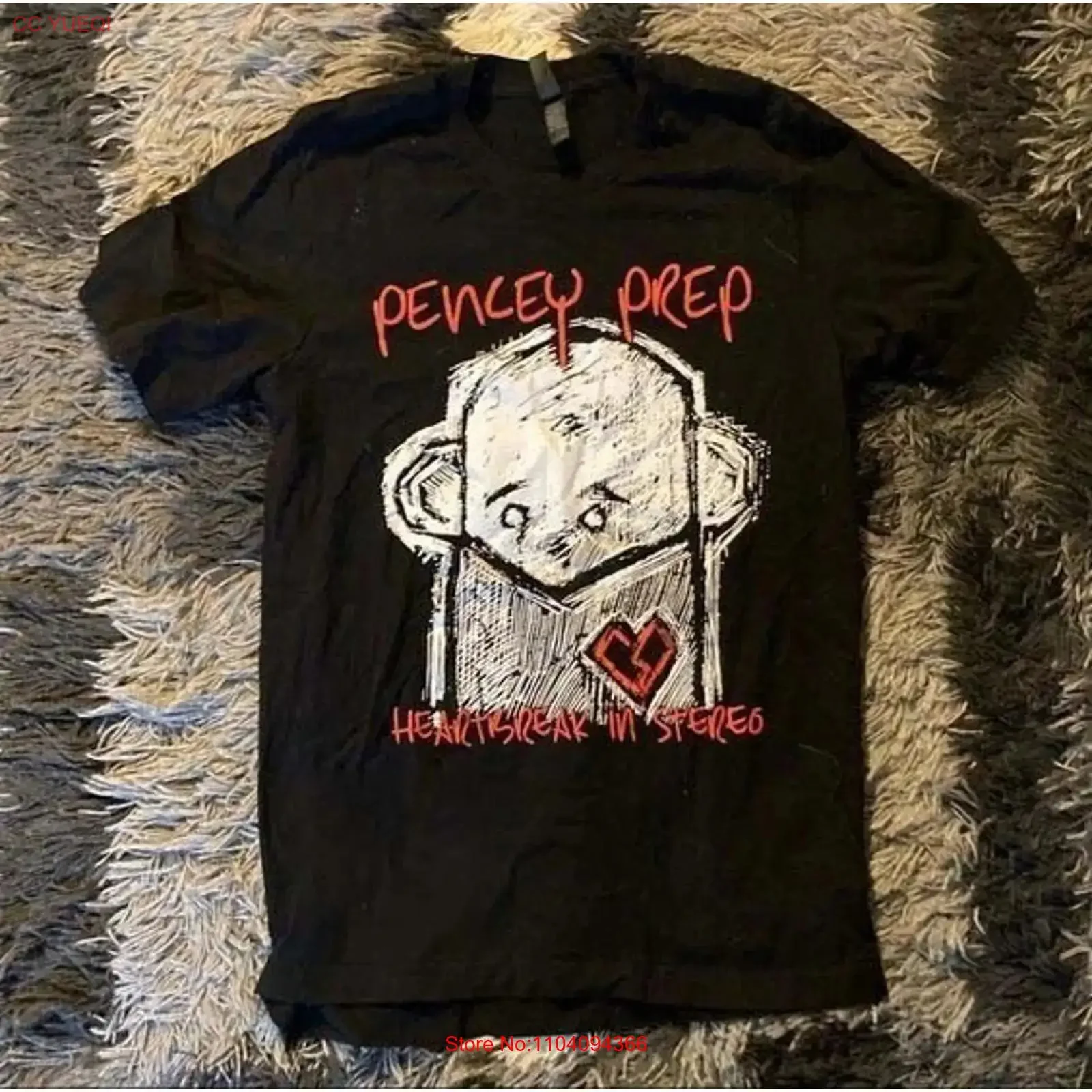 VTG Frank Iero Pencey Prep Heartbreak In Stereo T Shirt EA0867 vintage Washed Stylish Slightly graphic Breathable Comfortable