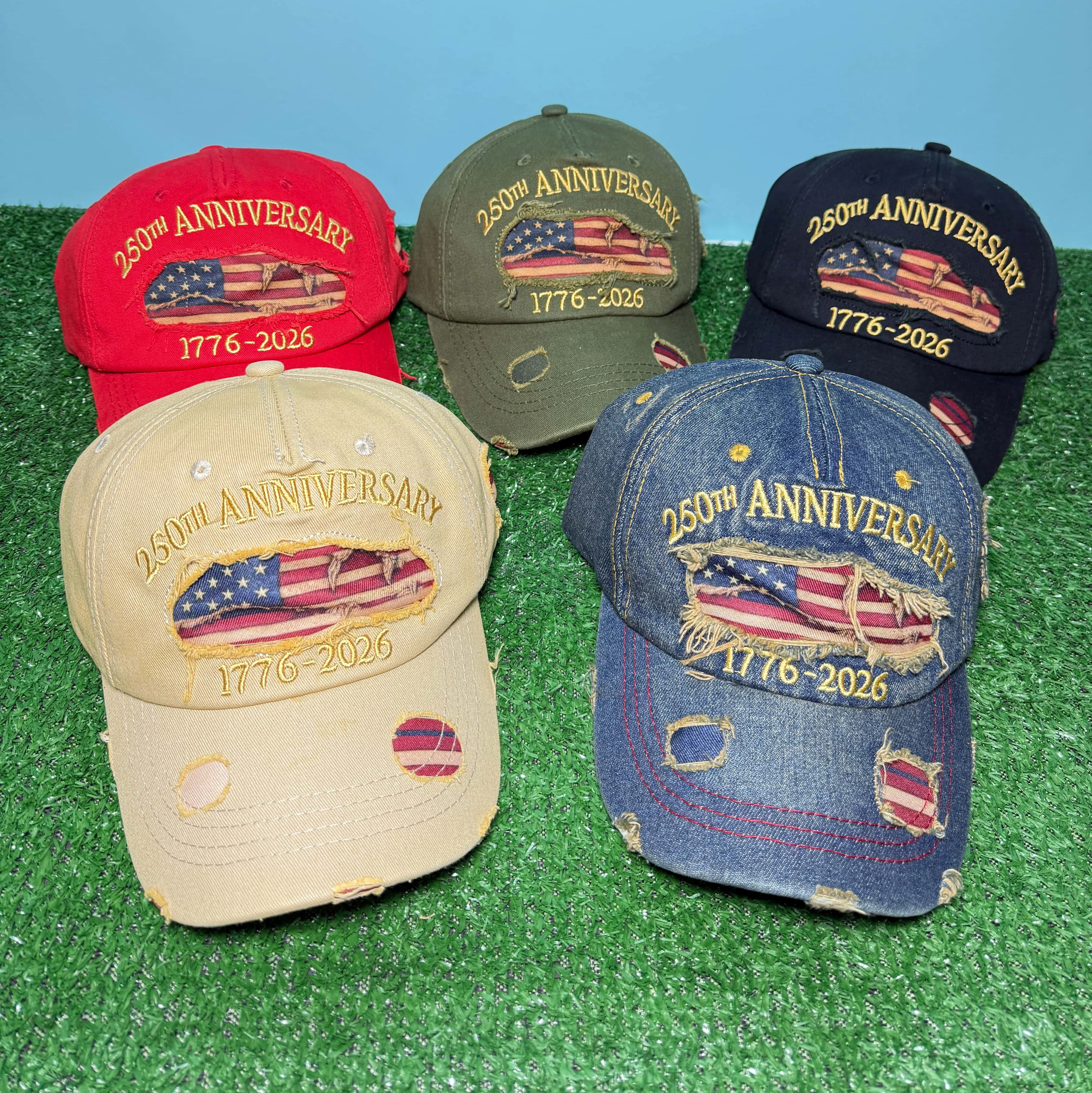 USA 250th Anniversary Commemorative Baseball Cap, Unisex Vintage Washed Cotton Snapback with  Sun Protection Adjustable Strap