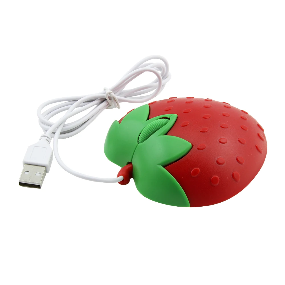 Wired Strawberry Mouse Cute Dseign Comfortable Grip Plug And Play Light Weight Portable Office Use Gift For Kid PC Llaptop Mice