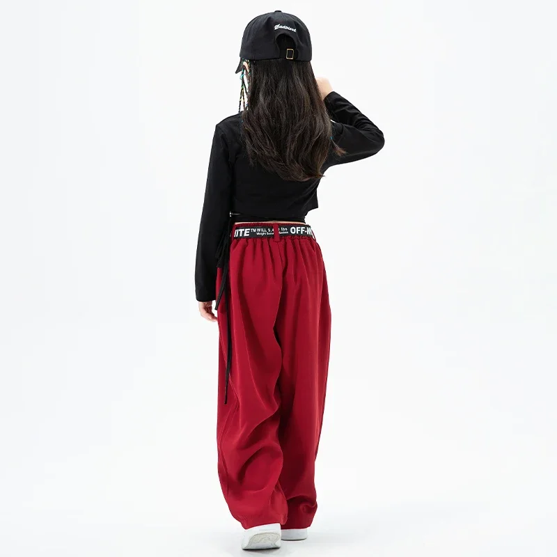 Kids Hip Hop Clothing Black Crop Tank Sweatshirt Tops Casual Baggy Pants For Girls Teenage Dance Costume Suit Clothes Outfits