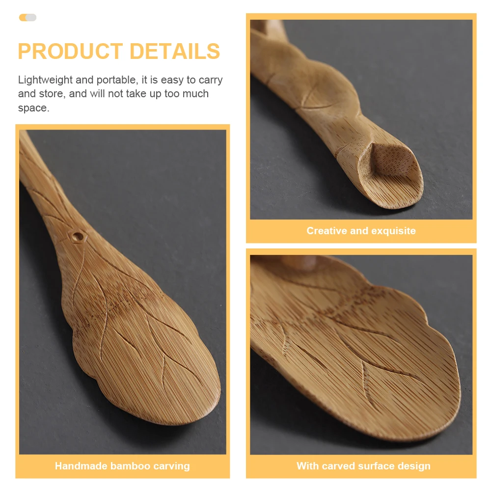 

Bamboo Scoop Spoon for Loose Leaf Tea Salt Multipurpose Lightweight Portable Tea House Shop Restaurant Accessories Set Tool