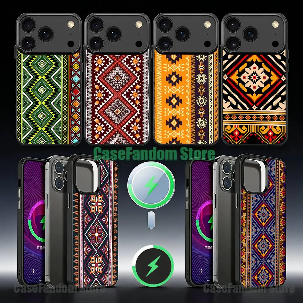 

Hungarian Embroidery Shockproof Black Phone Case For iPhone 17,16,15,14,13,12,11,Pro,Max,Plus,Mini Magnetic Wireless Charging
