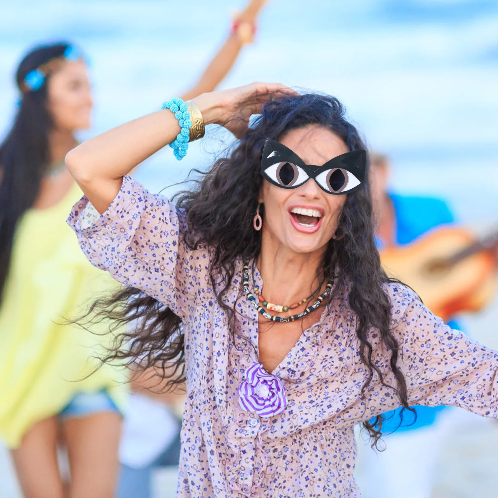 แว่นกันแดดทรงแคทอาย 2 คู่ ดีไซน์ตามหลักสรีรศาสตร์ อุปกรณ์ประกอบฉากสำหรับงานปาร์ตี้ ขนาดใหญ่ น่ารัก ตลก ทันสมัย แว่นตาแฟชั่นสำหรับถ่ายรูป