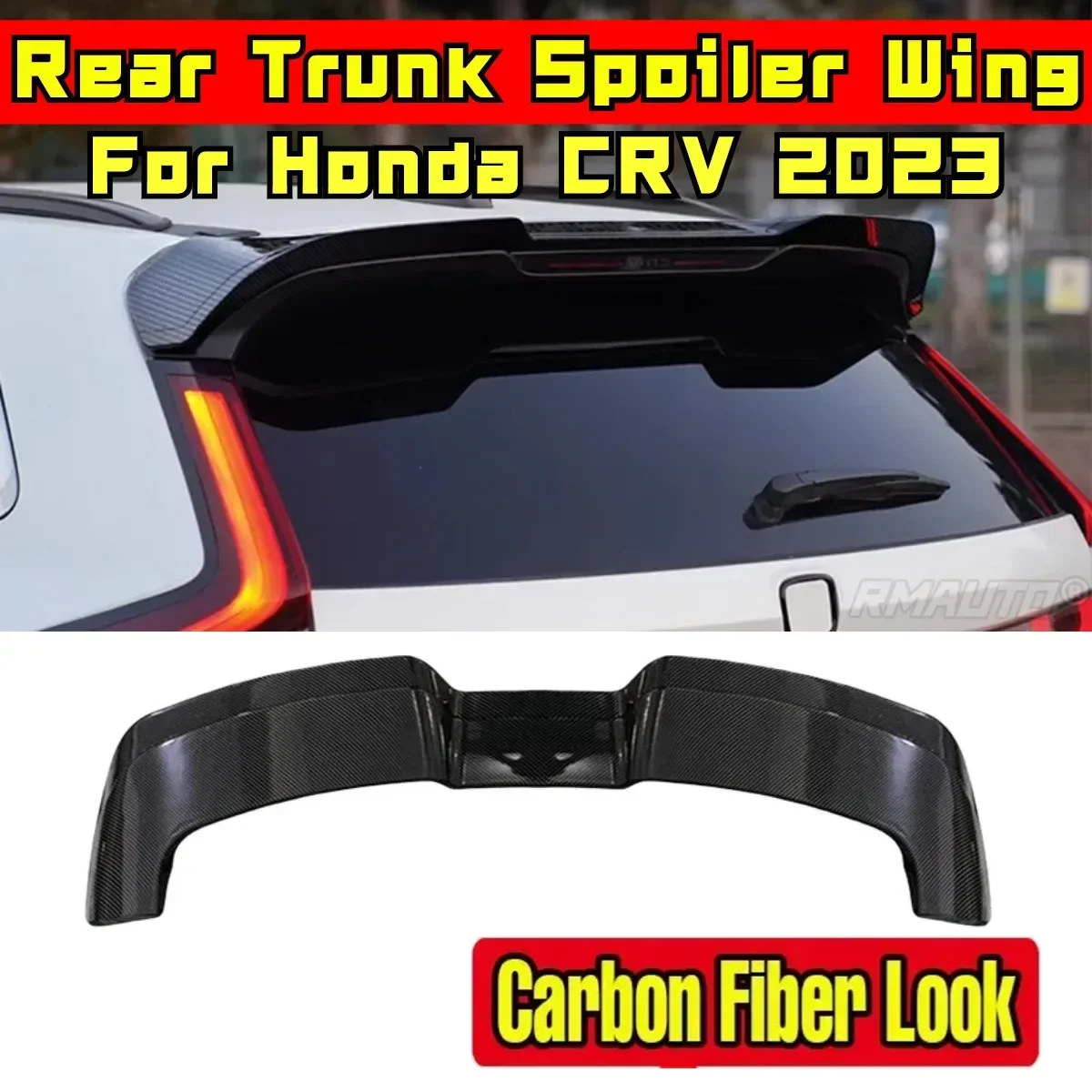 Car Rear Roof Spoiler Exterior Part Carbon Fiber Look ABS Plastic Car Rear Spoiler Wing For Honda CRV 2023 2024 Car Accessories