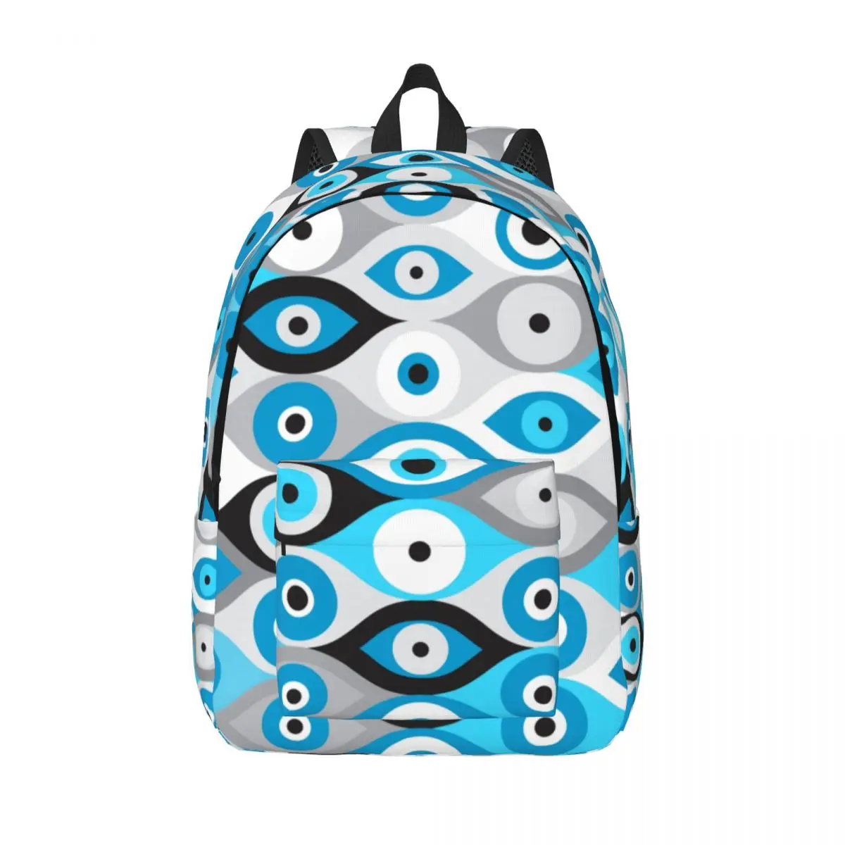 Custom Greek Evil Eye Pattern Blues And Greys Laptop Backpack Fashion Bookbag for College School Student Nazar Amulet Boho Bags