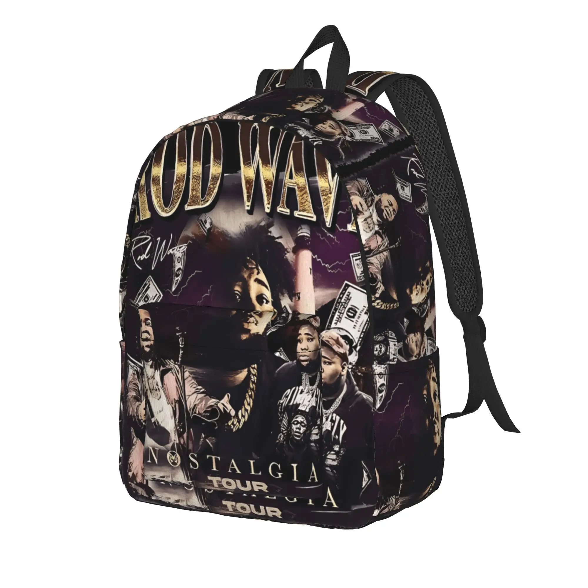 Rod Wave Nostalgia Tour   Backpack  Women Men Polyester University Backpacks Pattern Casual High School Bags Rucksack