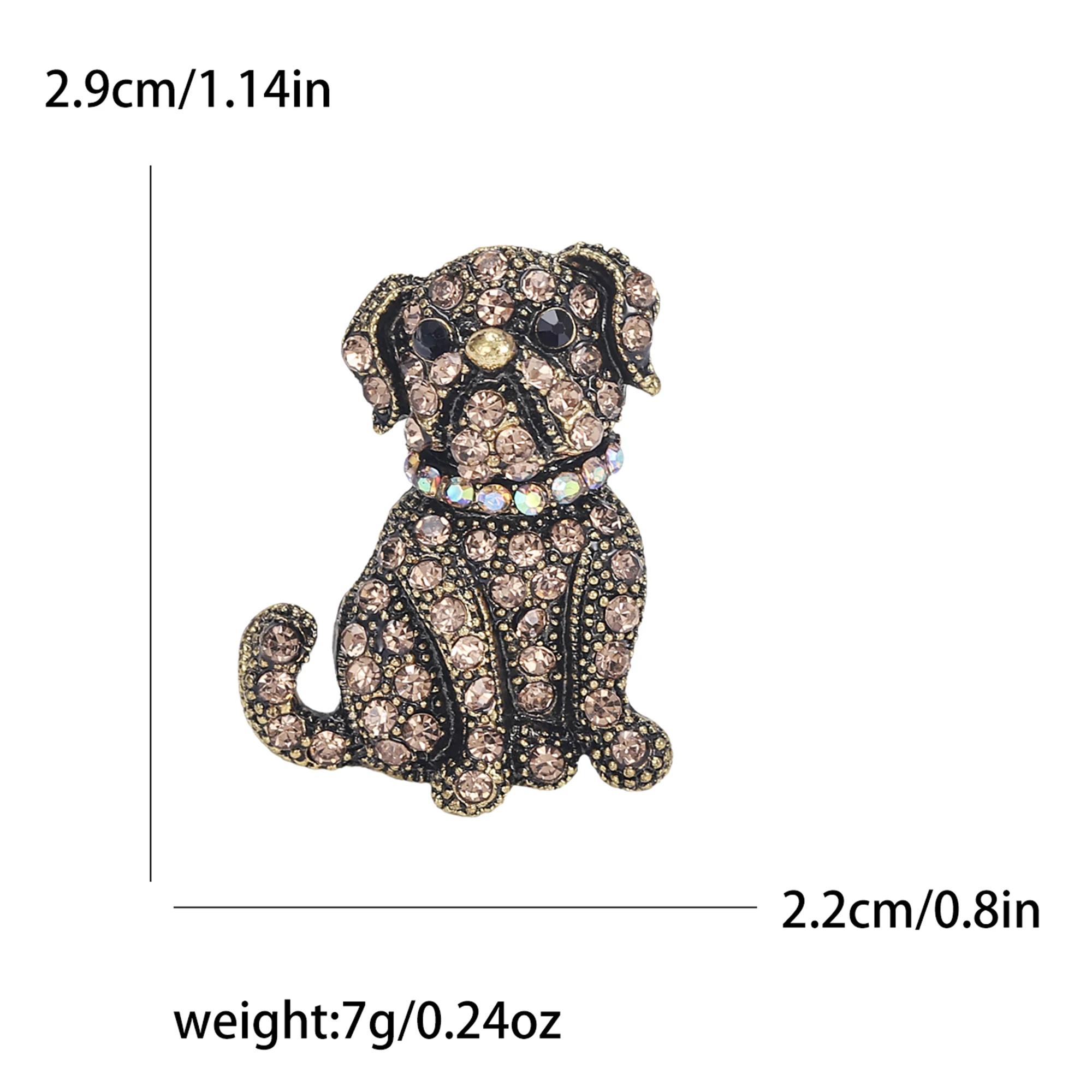 Beaut&Berry Classic Rhinestone Dog Brooches for Women Animal Pins Casual Party Accessories New Year Gifts Friends Decoration