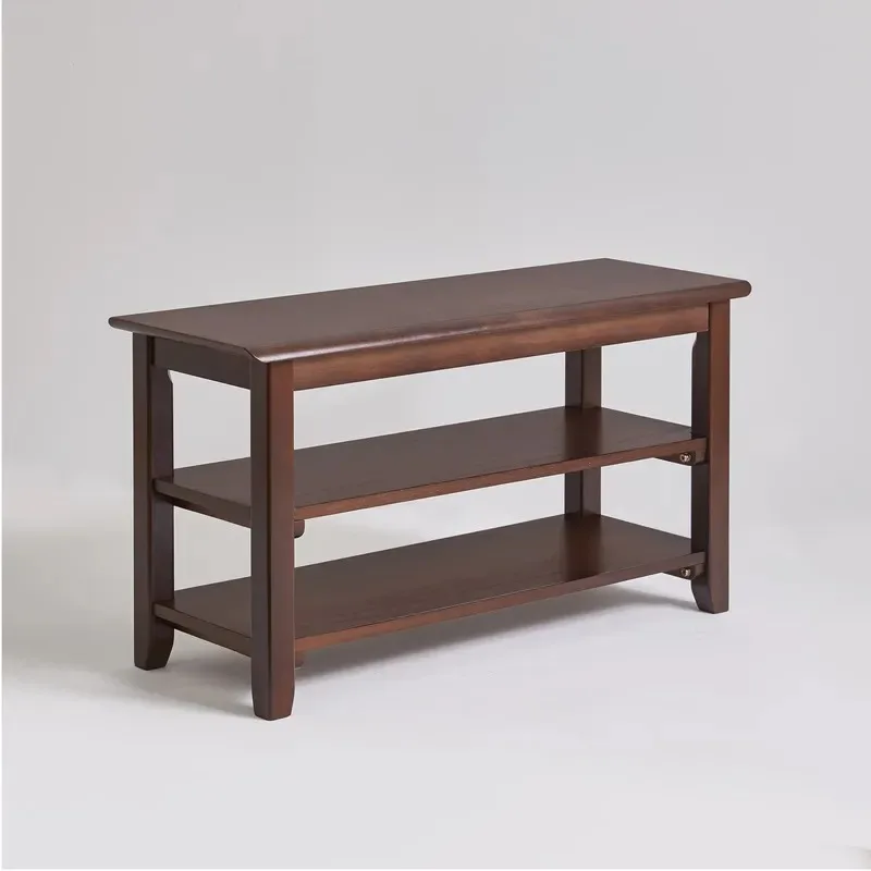Two Layer Solid Wood Shoe Stool for Living Room Storage Rack Household Furniture