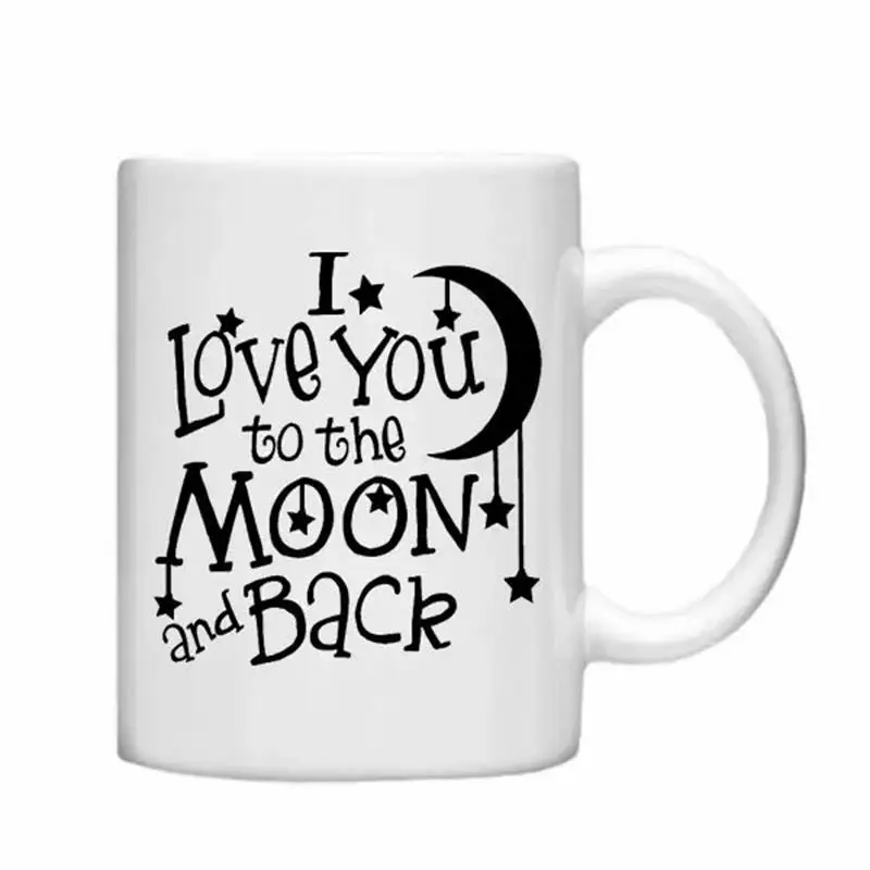 Te amo a la Luna y a la espalda Tazas de esposa, tazas de marido, parejas, regalos de San Valentín, novio, novia Drinkware