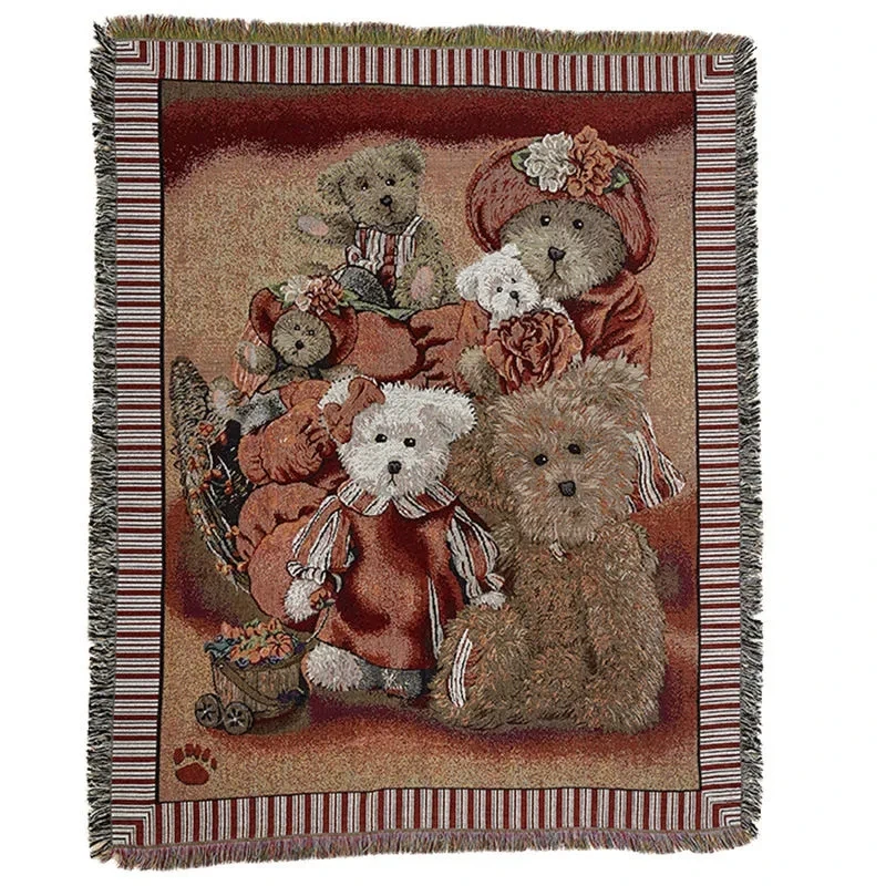 3D Animal Blanket Sofa Cover Bear Blanket Knitted Fabric Bed Cover Sofa Towel Full Covered Floor Mat Tapestry Room Decoration