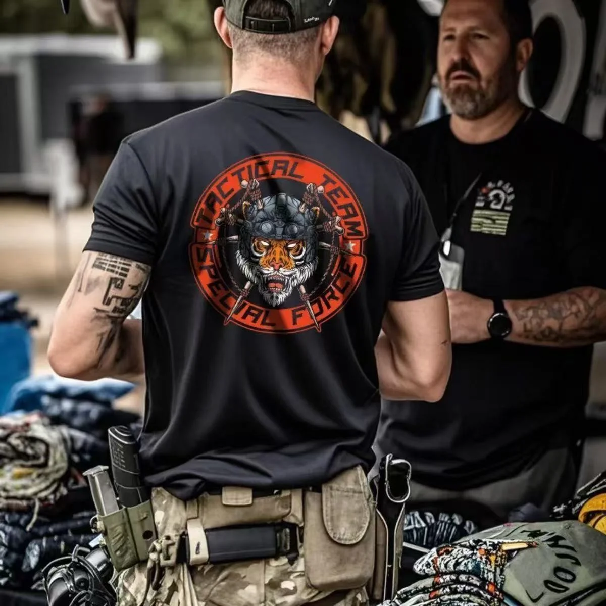 2026 New Tactical Team Special Force Tiger Retro Graphic Tee Unisex Oversized Short Sleeve Streetwear Military Casual Tops
