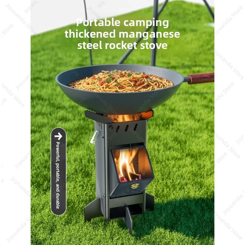 New Rocket Stove Folding Wood Burning Stove, Portable Outdoor Camping Wood Stove, Campfire Cooker for Picnic Travel Cooking