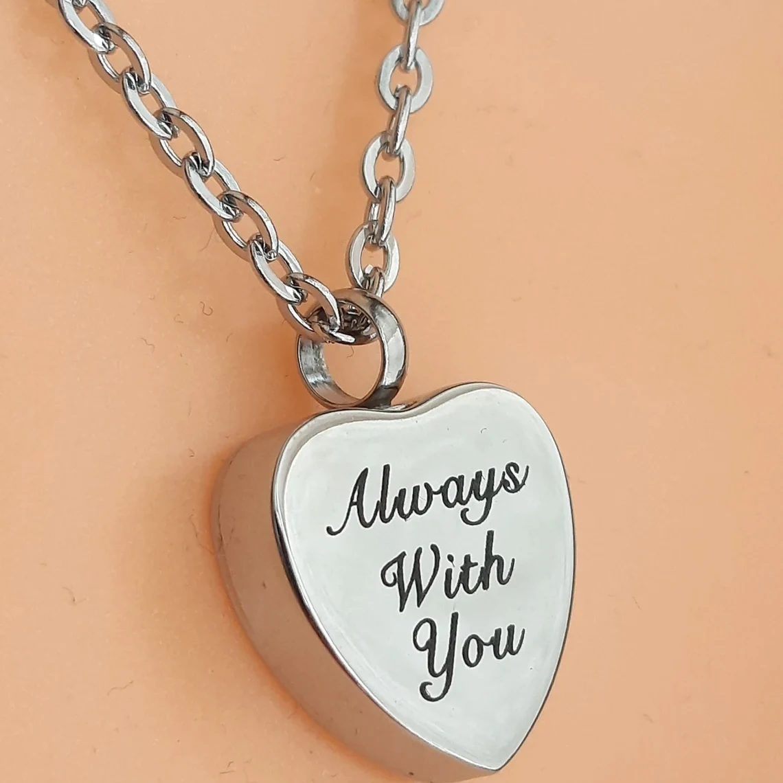 Custom Jewelry Mini Pendant With Chain Heart Urn Necklace Memorial Gifts Engraved Couples Partners Elders Parents Cremation