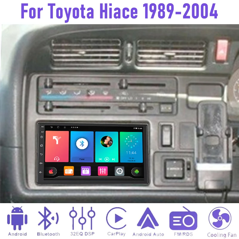 

7'' 4+64GB For Toyota Hiace 1989-2004 Car Radio Android 15 Auto Support Wireless Apple Carplay Google Map 2DIN FM