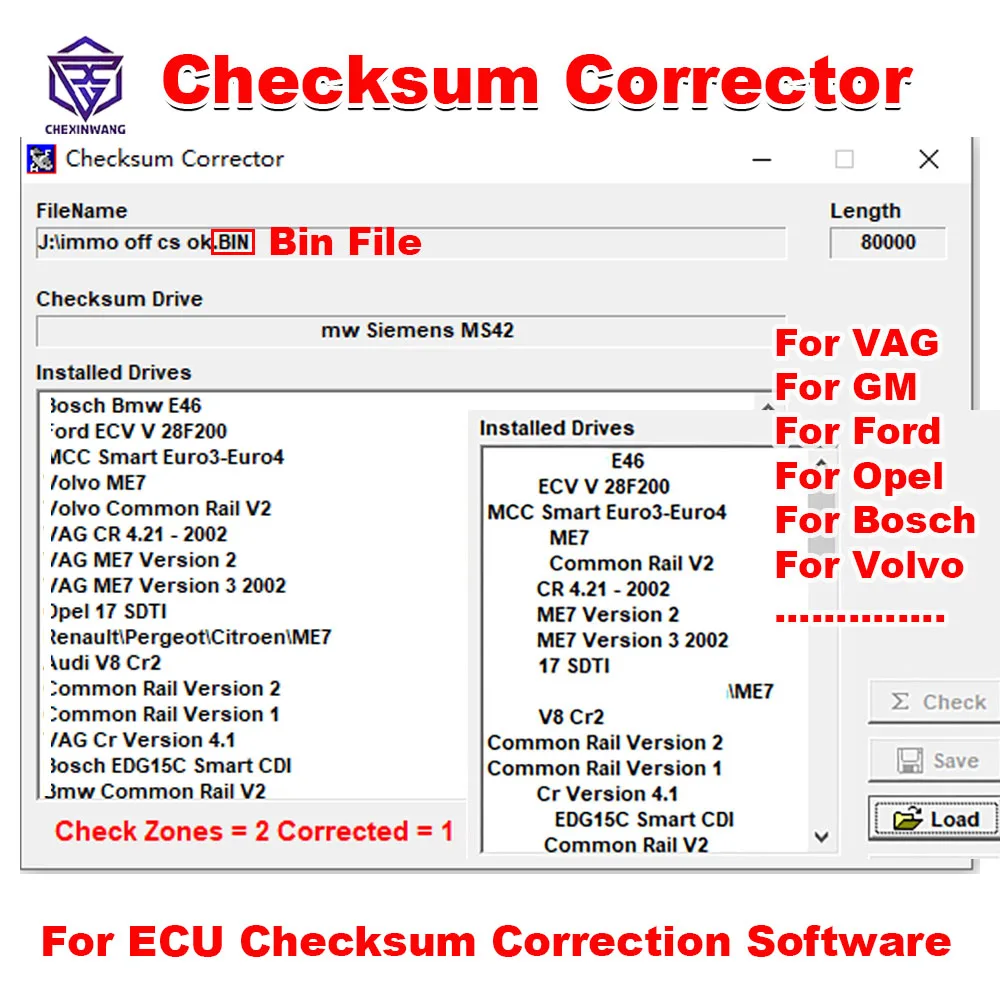 

Checksum Corrector ECU Checksum Correction Software for ECU Bin. File fit For VAG For GM For Bosch for Volvo For Ford For Opel