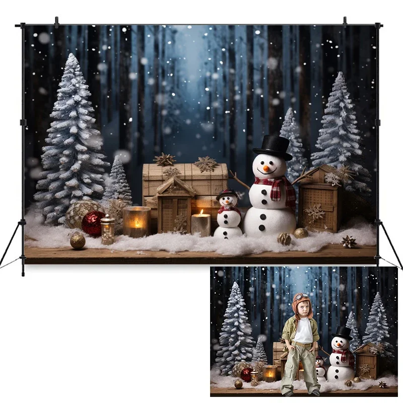 Merry Christmas Tree Background Winter Snow Baby Photo Backdrop For Photography New Year Party Decor Props Children Girls Studio