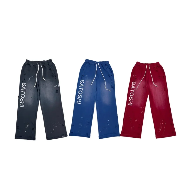 Multicolor Retro Fashionable Winter Men's Women's Drawstring Jogging SATOSHI NAKAMOTO Sweatpants