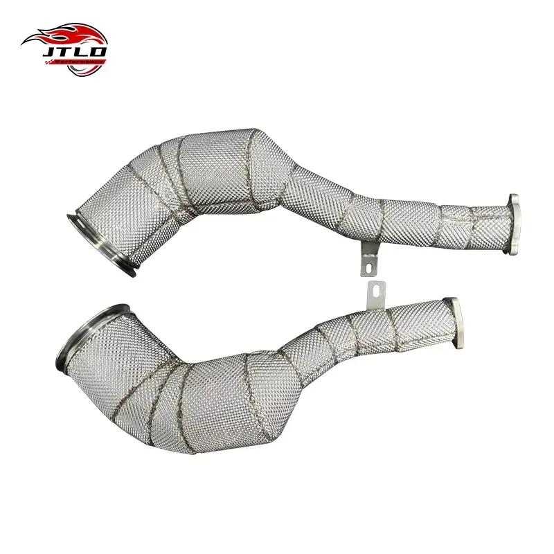 For 2020 Audi S6 Quattro 2.9T Premium Plus Model High Flow Front Downpipe with Heat Shield Made From Stainless Steel