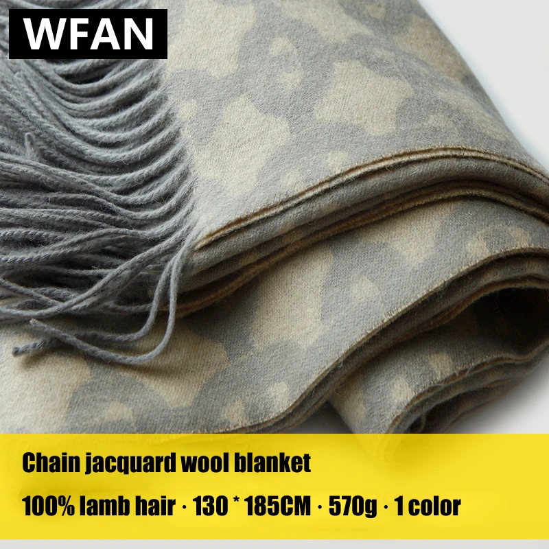 

Chain Pattern Jacquard Wool Cashmere Blanket Light Luxury Winter Warmth Shawl Home Travel Car Camping Aircraft Blanket