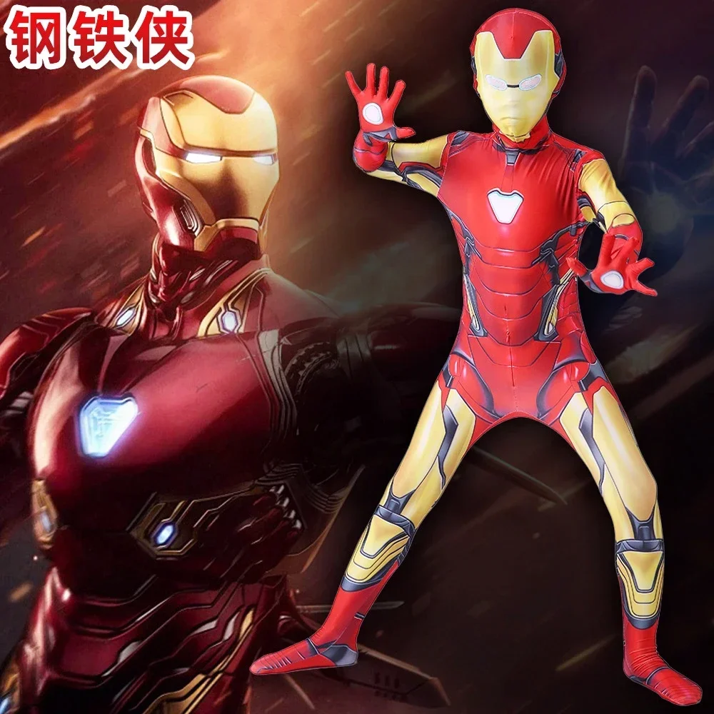 3Pcs New Iron Man Costume Kids Superhero Iron Man Cosplay Costume Bodysuit Jumpsuit Boys Suit Halloween  Costume for Children