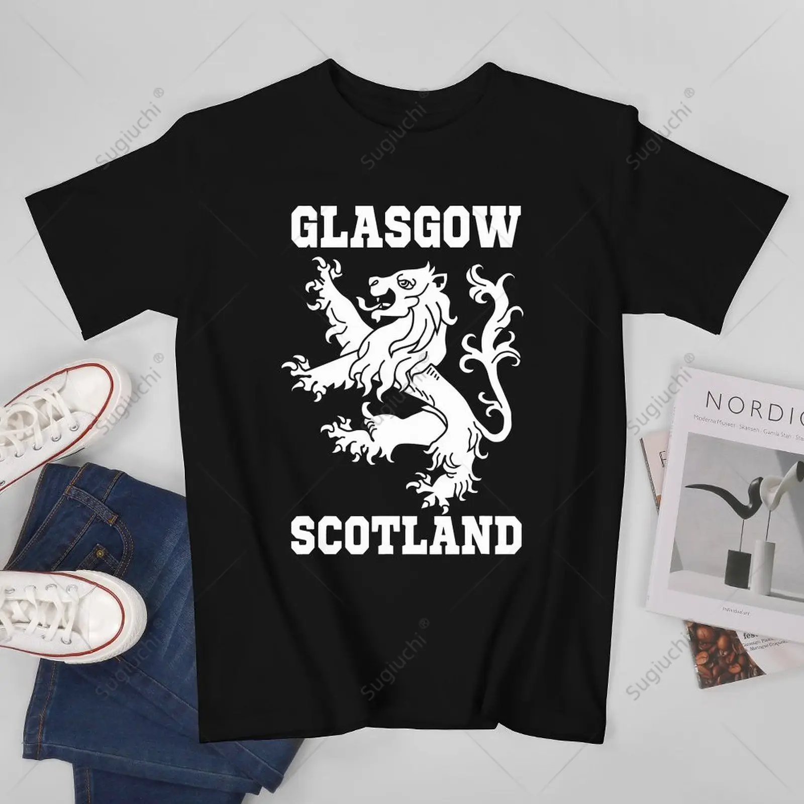 Unisex Men Glasgow Scotland Scottish Lion Rampant Tshirt Tees T Shirts Women Boys 100% Cotton T-Shirt