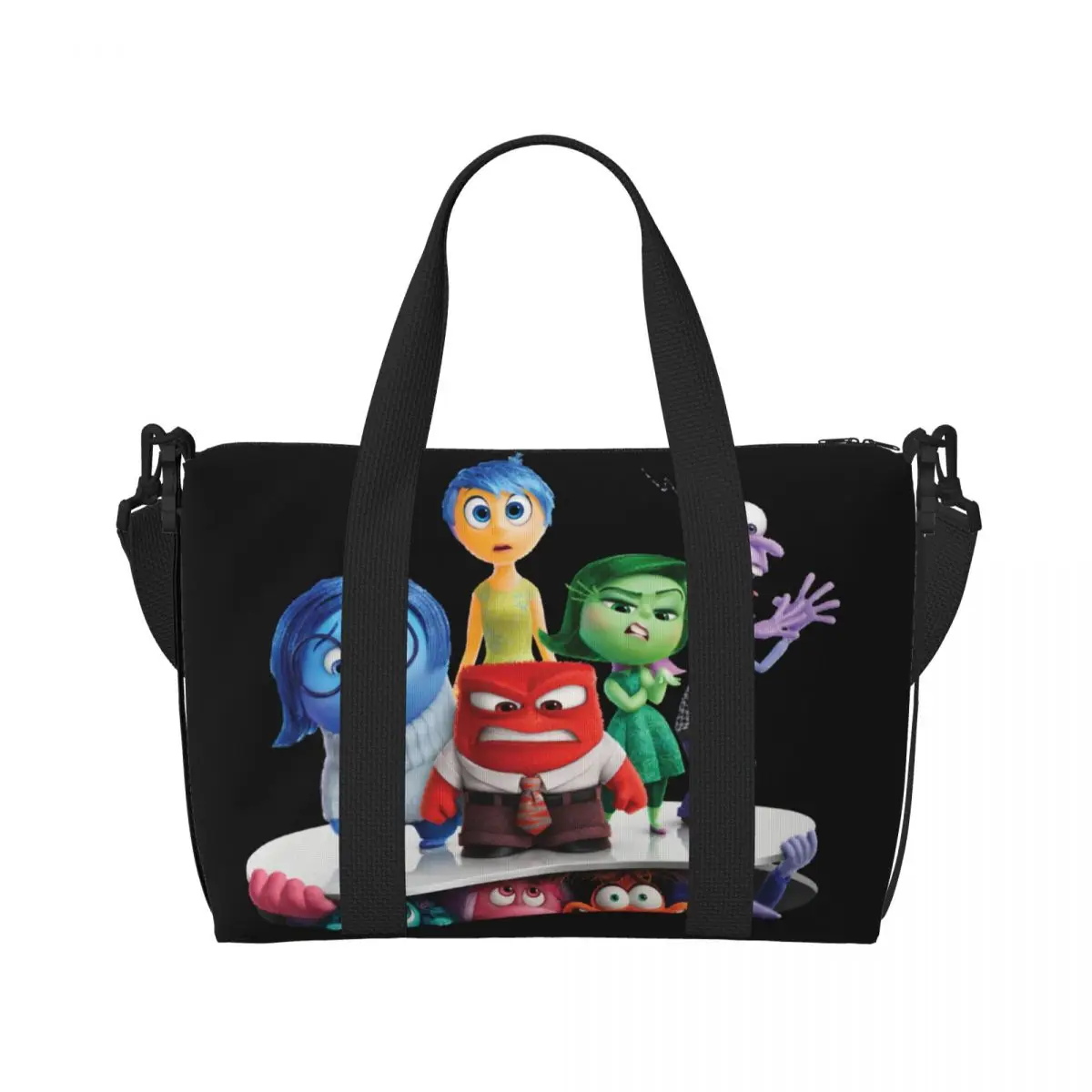 Custom Inside Out Character Shot Beach Tote Bag for Women Extra Large Gym Carry On Travel Shopping Bags