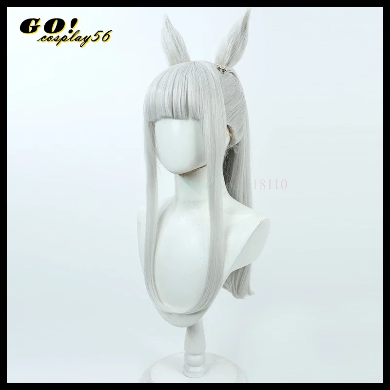 Derby Gold Ship Cosplay Wig Ears Tail Silver White Long Straight Hair Ponytail Women Girls NEW Idol Role Play - Image 5