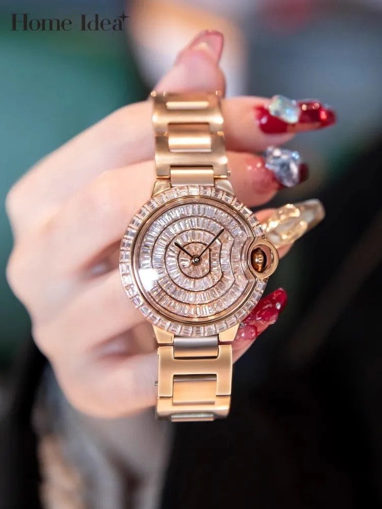 Women Luxury Quartz Watch Designer Handmade Diamonds Fashion Stainless Steel Brand Elegant Office Ladies Wristwatches