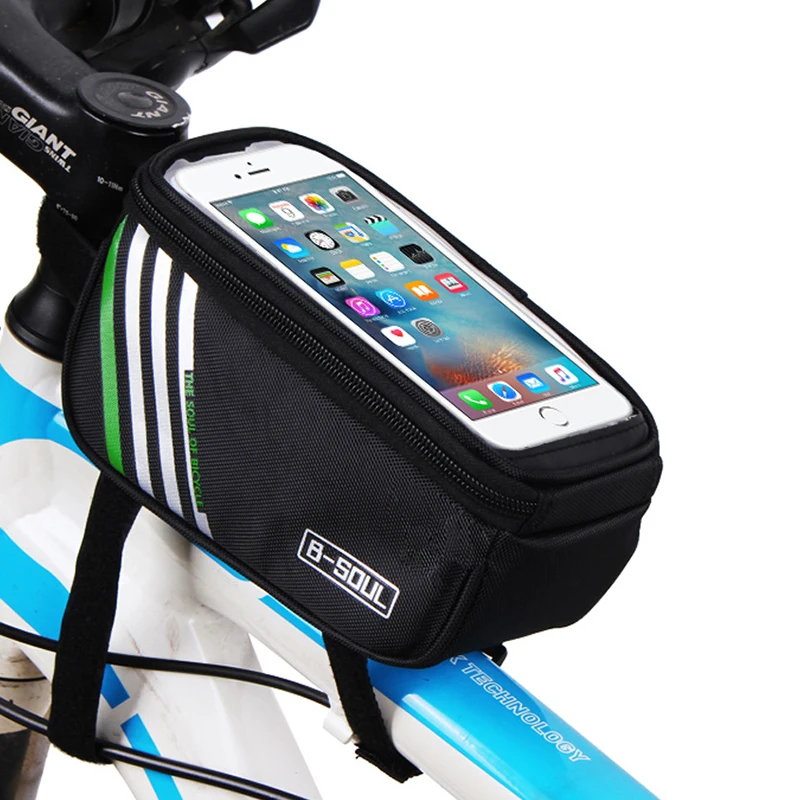 B-SOUL 1.5 L/5.5 Inch Bicycle Bag Frame Front Top Tube Cycling Bag MTB Waterproof Touch Screen  Tube Storage For Mobile Phone