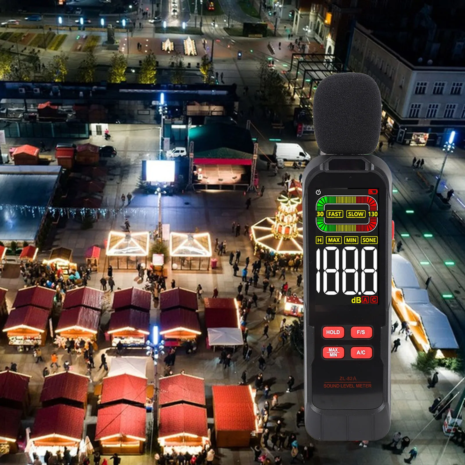 

Измеритель шума Измеритель уровня звука Портативный измеритель шума в децибелах A C Взвешенное переключение для домашних строительных площадок ЖК-подсветка