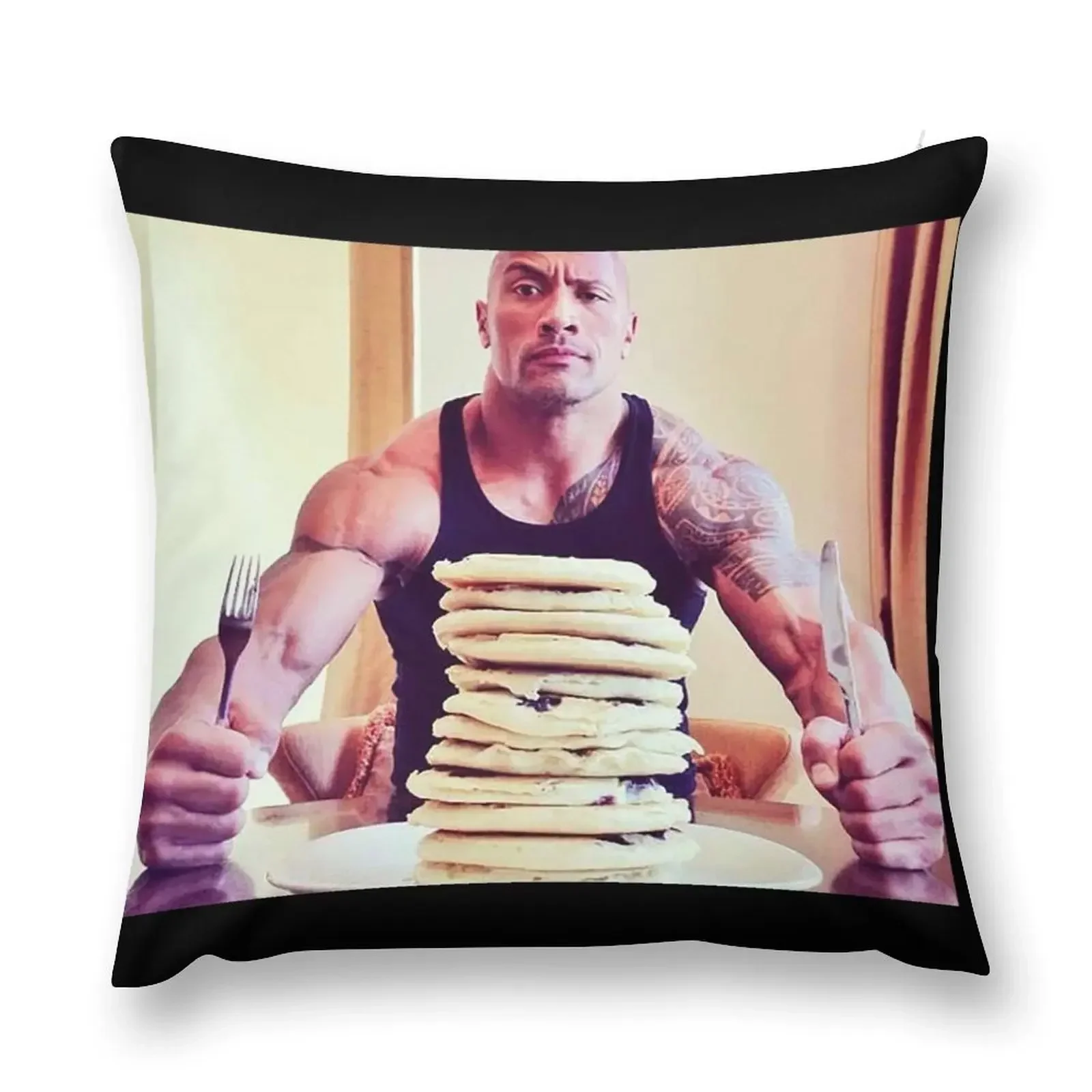 Dwayne The Rock Johnson Eating Blueberry Pancakes Throw Pillow Decorative Sofa Cushion luxury sofa pillows Pillow Cases pillow